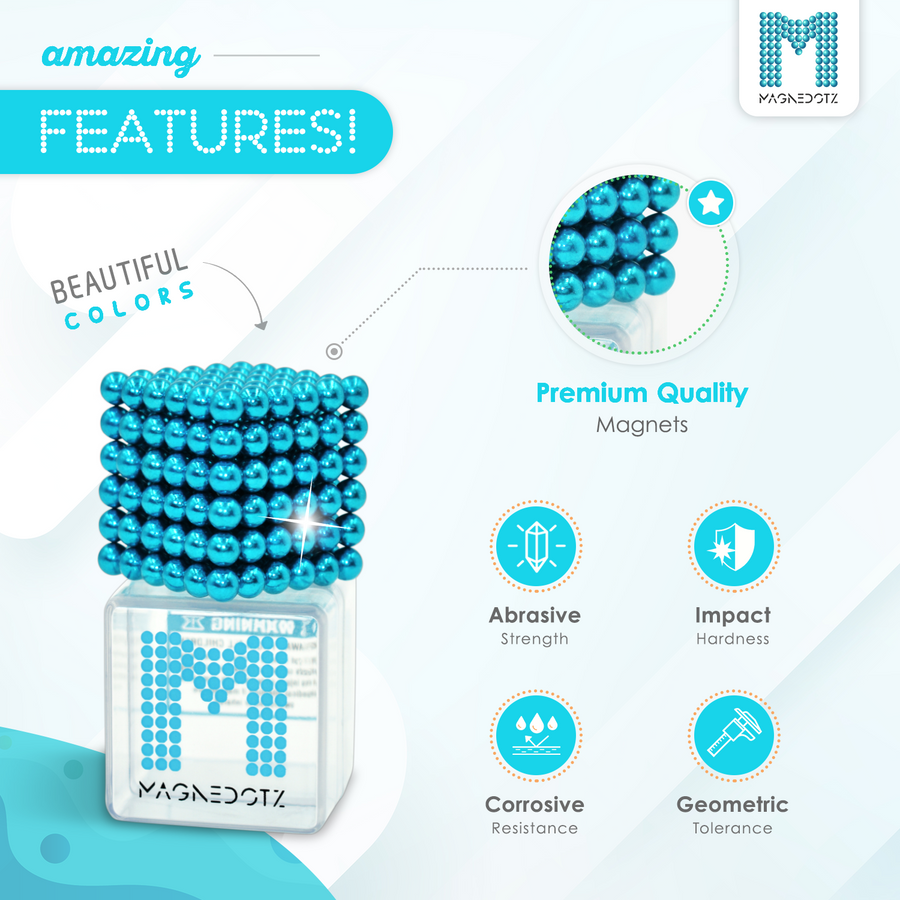 5MM Cyan MagneDotz magnetic balls - desktop fidget toy – MagneDotZ